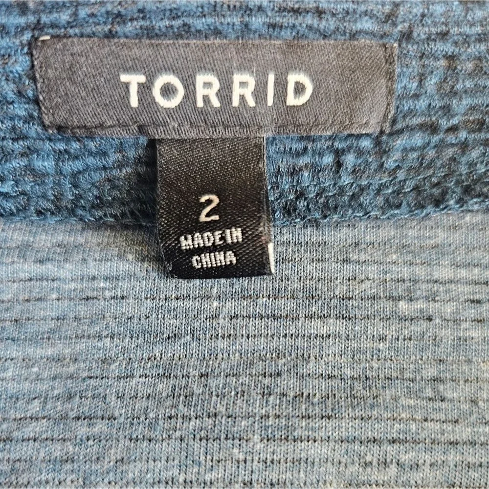 Torrid Studio Double Knit Moto Jacket Women’s 2X Dark Teal Stretch Zip Front